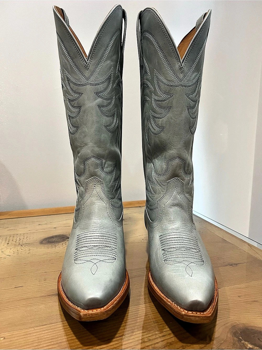 Tecovas The Annie Slate Blue Size 9 Embroidered Leather Heeled Boots